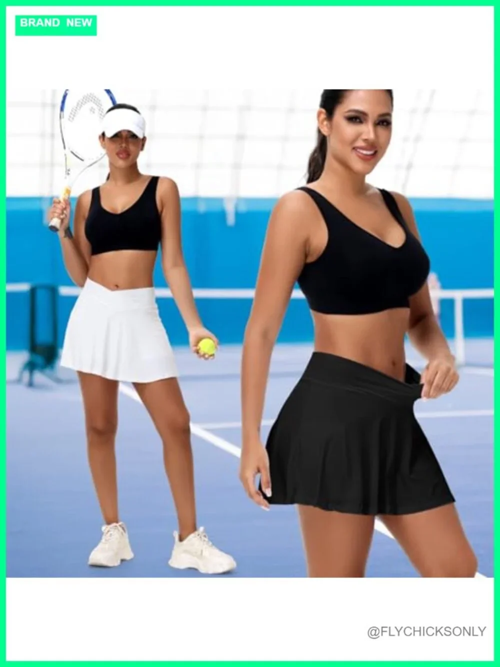2 Pack Womens Tennis Golf Skirts with Pockets Crossover High Waisted Pleated
